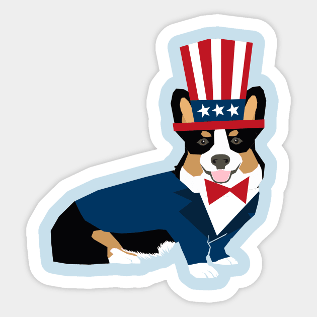 Patriotic Tri Corgi Sticker by friendlypets